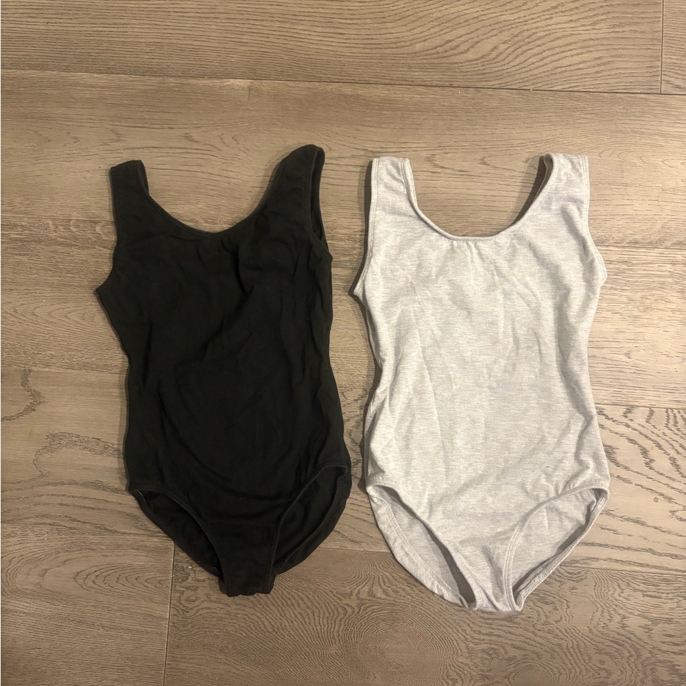 Two Girls Leotards Black and Grey